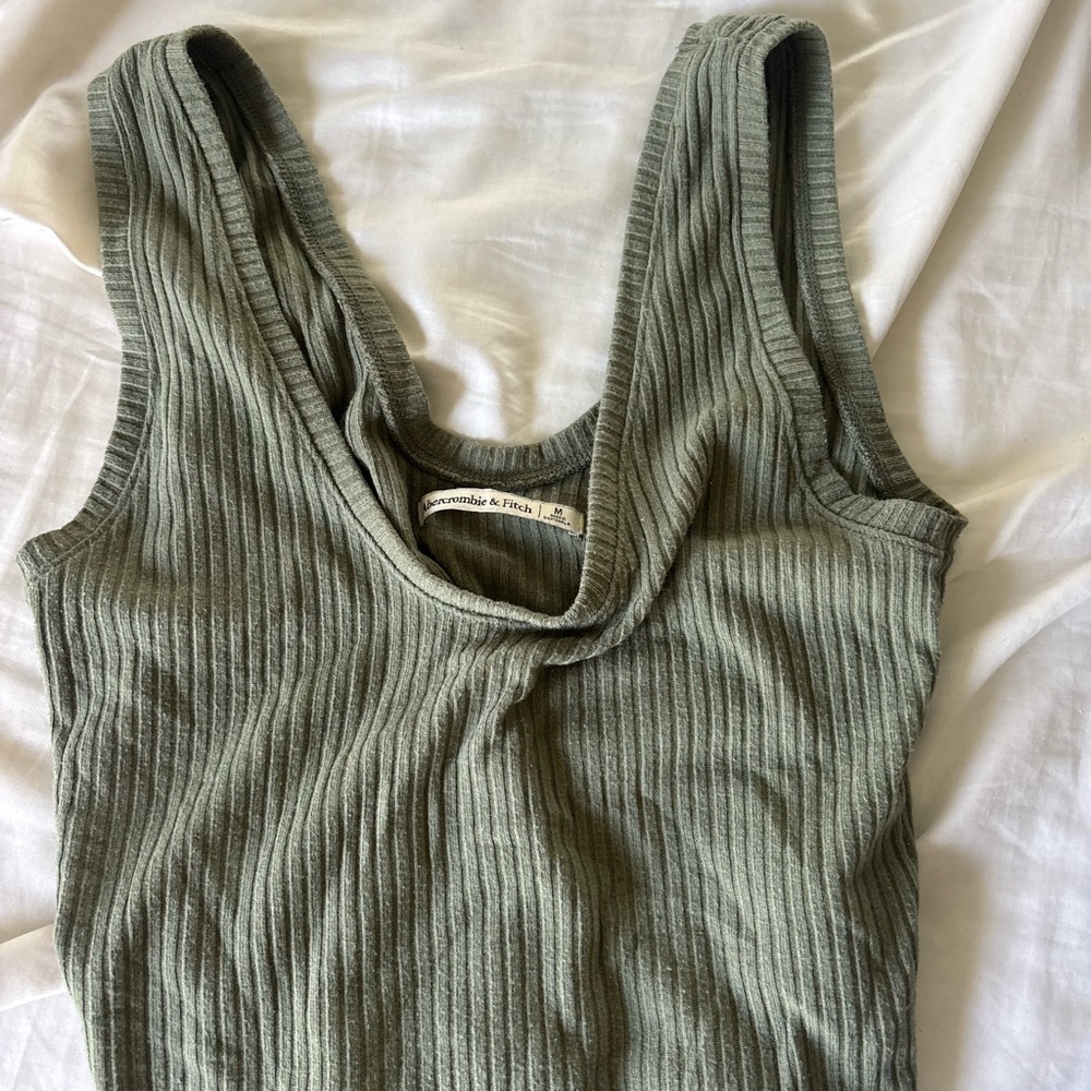 Abercrombie & Fitch Olive Ribbed Scoop Tank Top